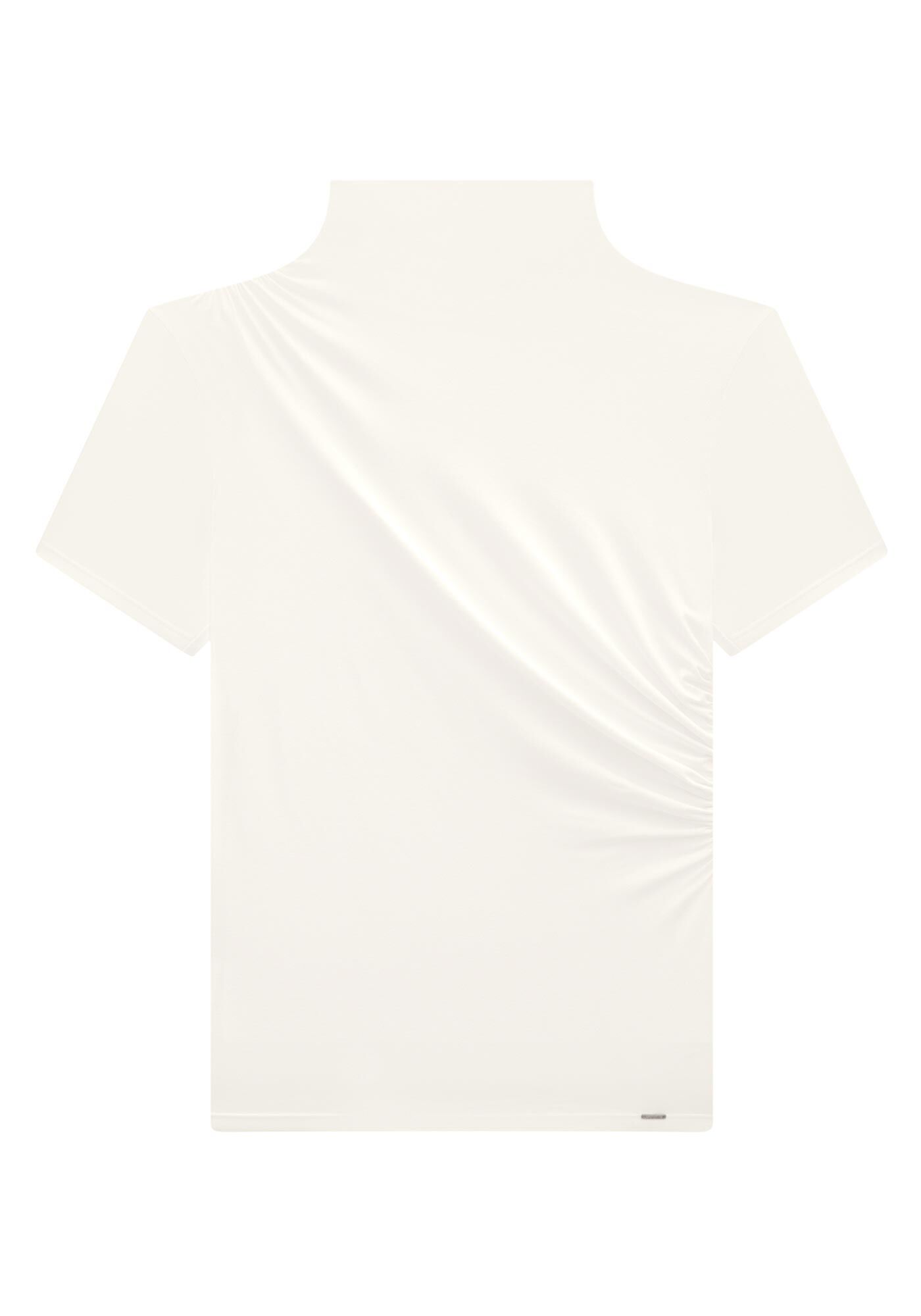 Blusa Gola Alta em Malha Viscose com Franzido Lateral, , large.