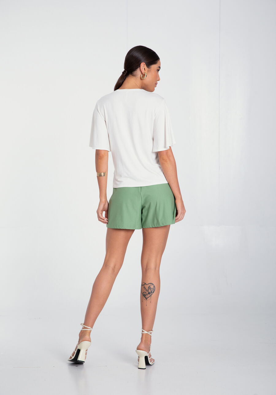Shorts em Malha Crepe com Detalhe Cinto, , large.