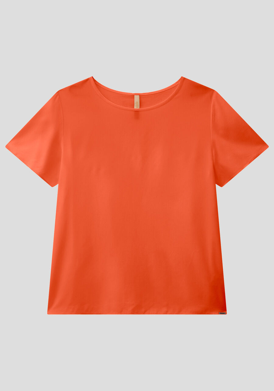 Blusa Lisa Básica De Mangas Curtas Em Tecido Leve, . Blusa Lisa Básica De Mangas Curtas Em Tecido Leve, , large.