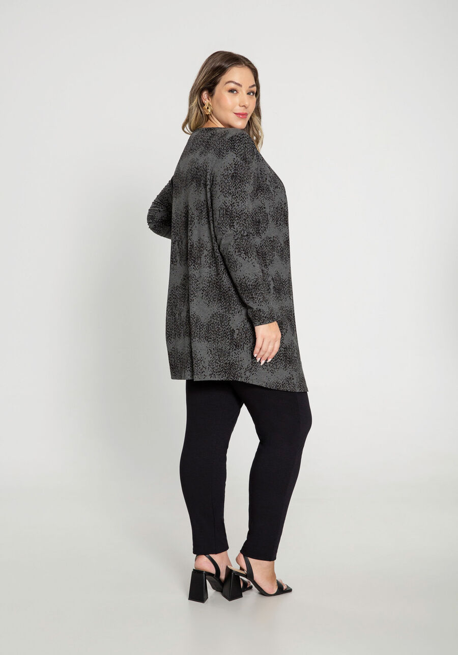 Cardigan Alongado Canelado Plus Size, RESPINGOS MESCLA E. Cardigan Alongado Canelado Plus Size, RESPINGOS MESCLA E, large.