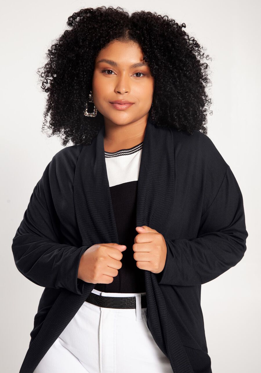 Cardigan Plus Size em Moletom Alongado, . Cardigan Plus Size em Moletom Alongado, , large.