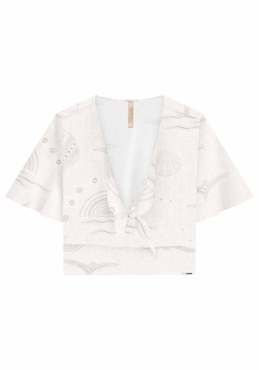 Blusa Cropped Rayon Bali com Laço, BRANCO OFF WHITE. Blusa Cropped Rayon Bali com Laço, BRANCO OFF WHITE, large.