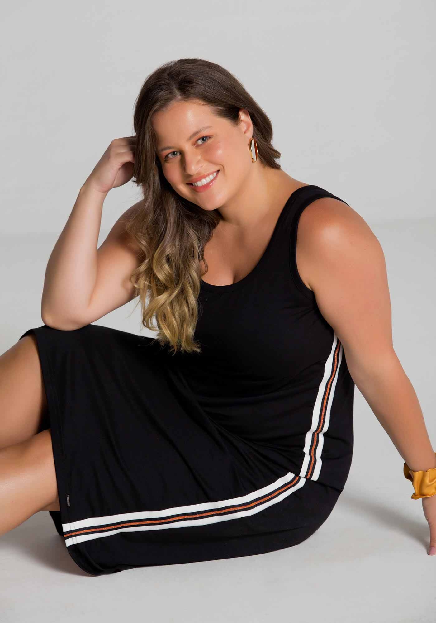 Vestido Plus Size Midi Moletom Viscose, , large.