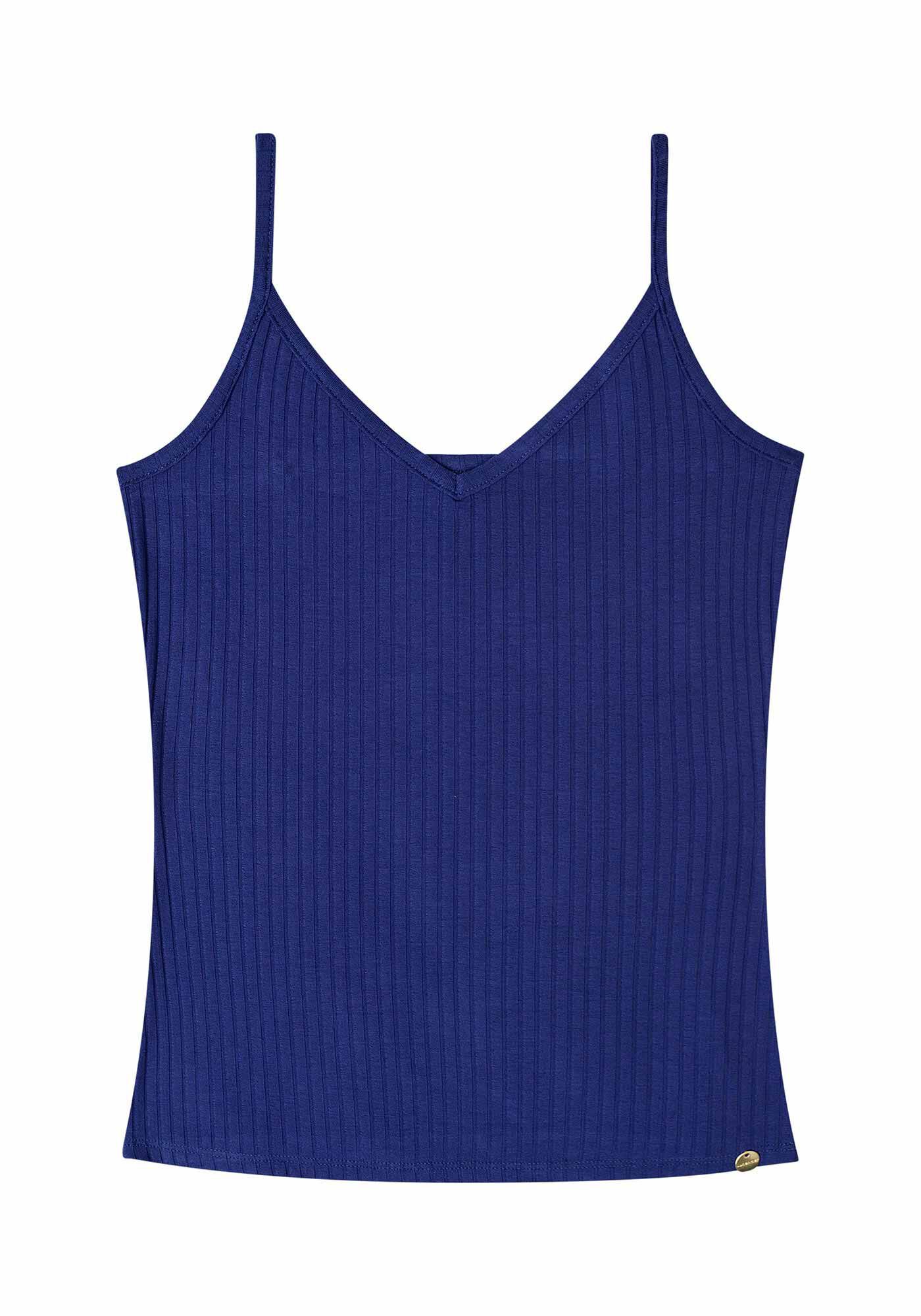 Blusa Regata B&aacute;sica De Al&ccedil;as Finas Em Malha Canelada, , large.