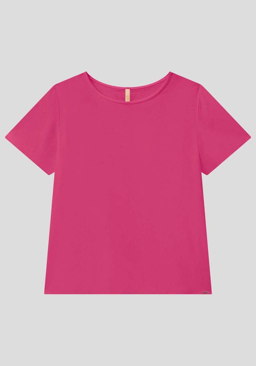 Blusa Lisa Básica De Mangas Curtas Em Tecido Leve, . Blusa Lisa Básica De Mangas Curtas Em Tecido Leve, , large.