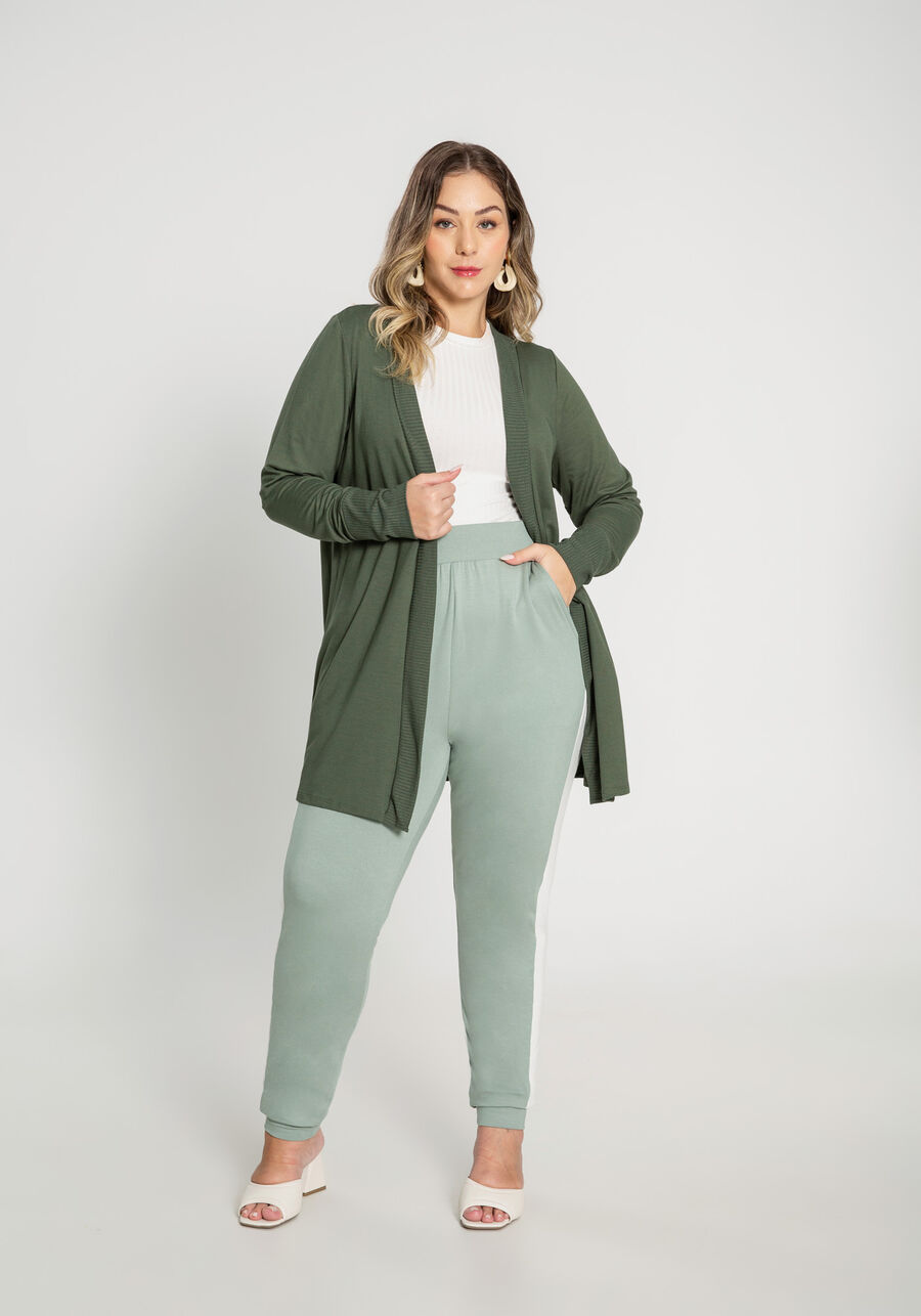 Cardigan Alongado em Moletom Plus Size, . Cardigan Alongado em Moletom Plus Size, , large.