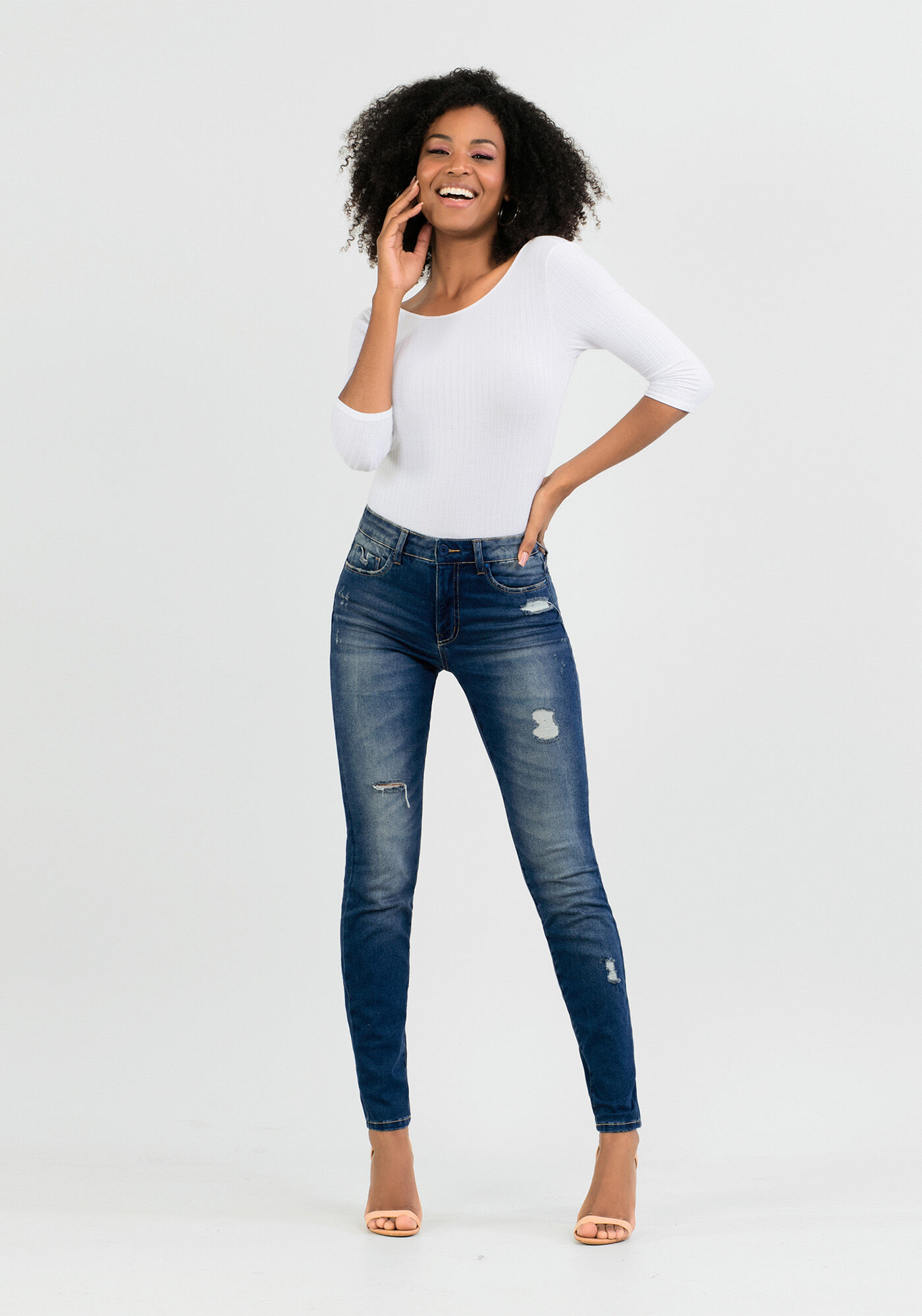 Cal&ccedil;a Skinny Levanta Bumbum Chapa Barriga, JEANS MEDIO, large.