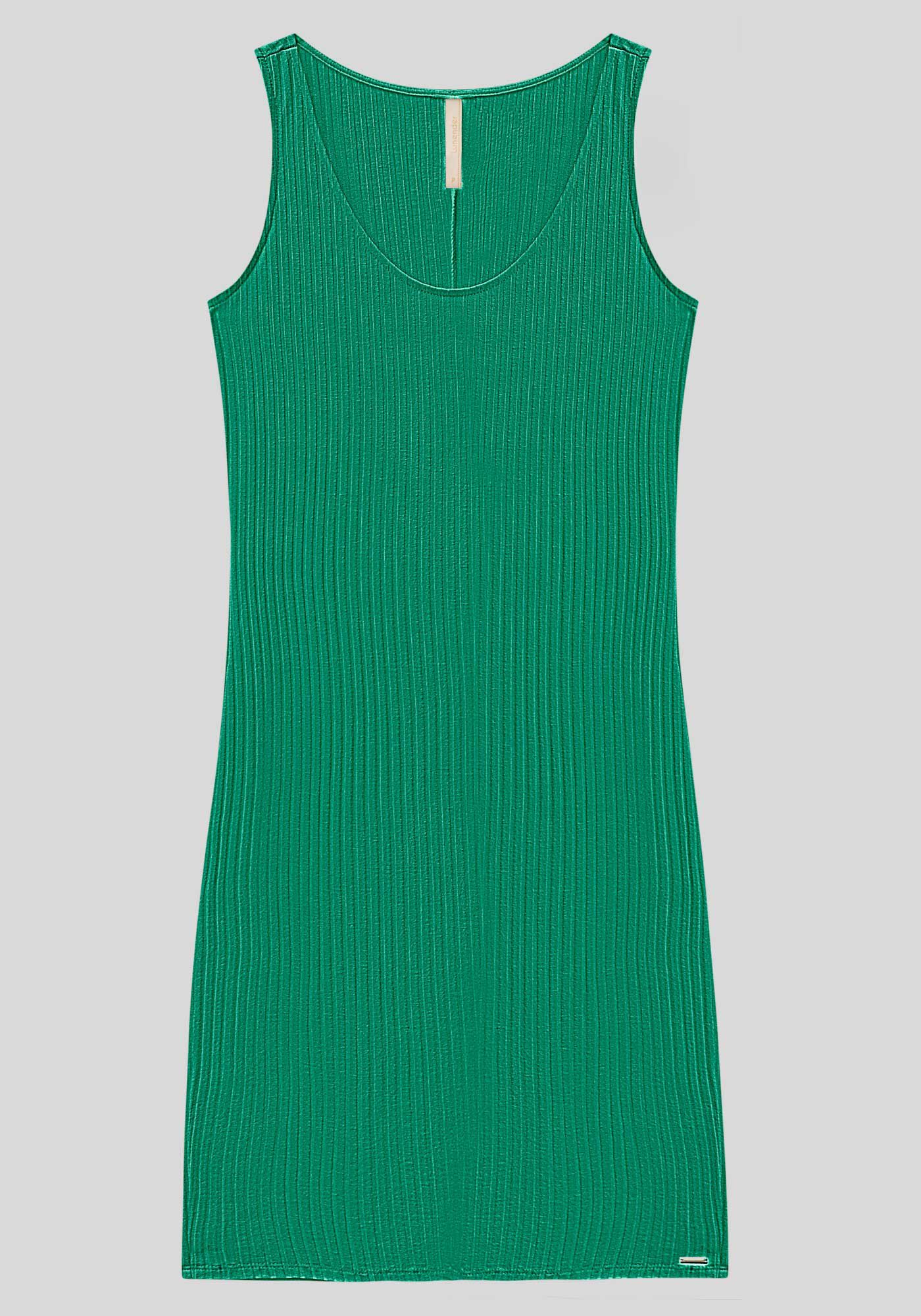 Vestido Curto B&aacute;sico Com Decote Redondo Em Malha Canelada, , large.