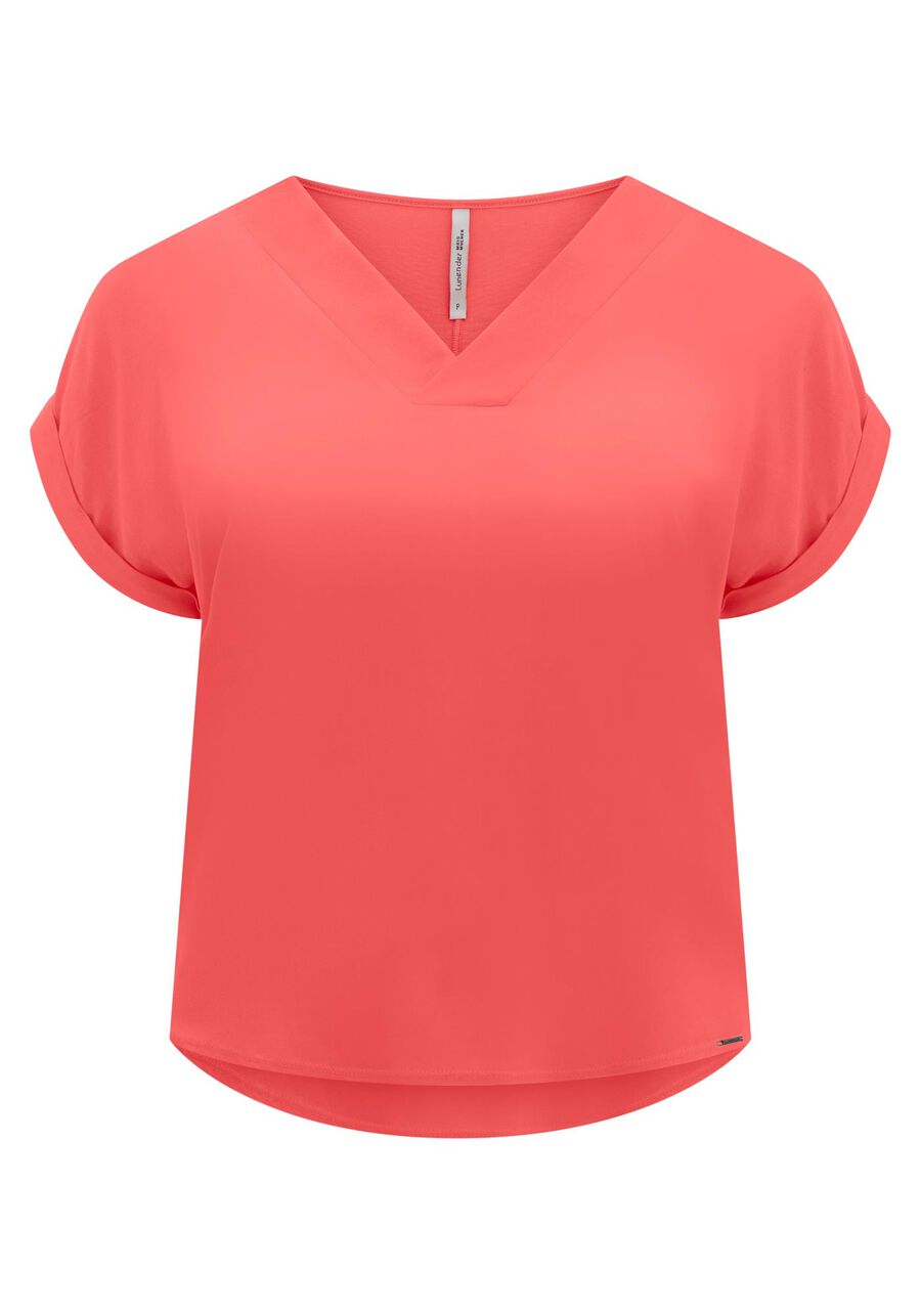 Blusa Mullet De Mangas Curtas Com Decote V Em Viscose, . Blusa Mullet De Mangas Curtas Com Decote V Em Viscose, , large.