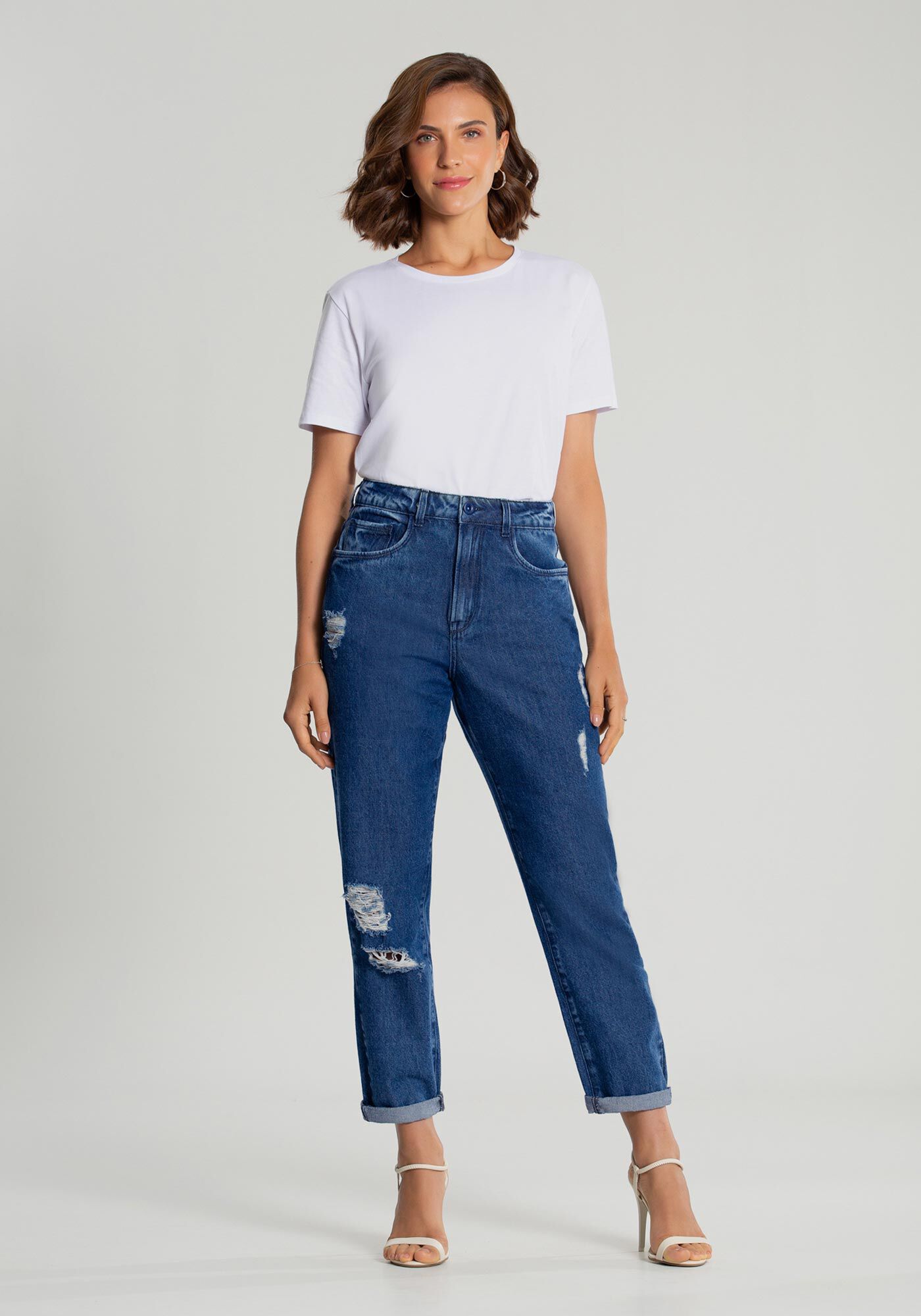 Cal a Jeans Mommy Cintura Alta Destroyed Lunender