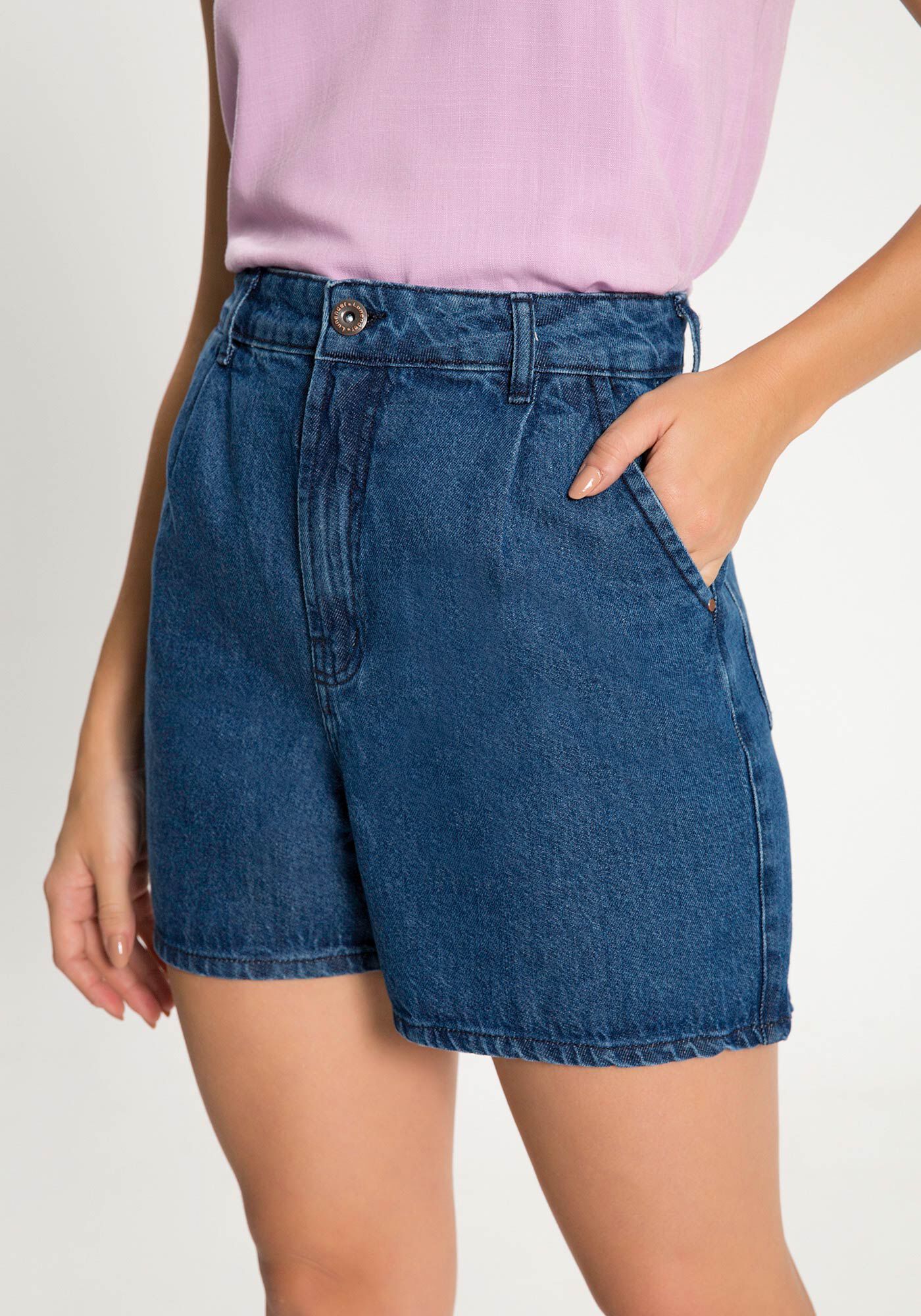 Short cintura alta com pregas top