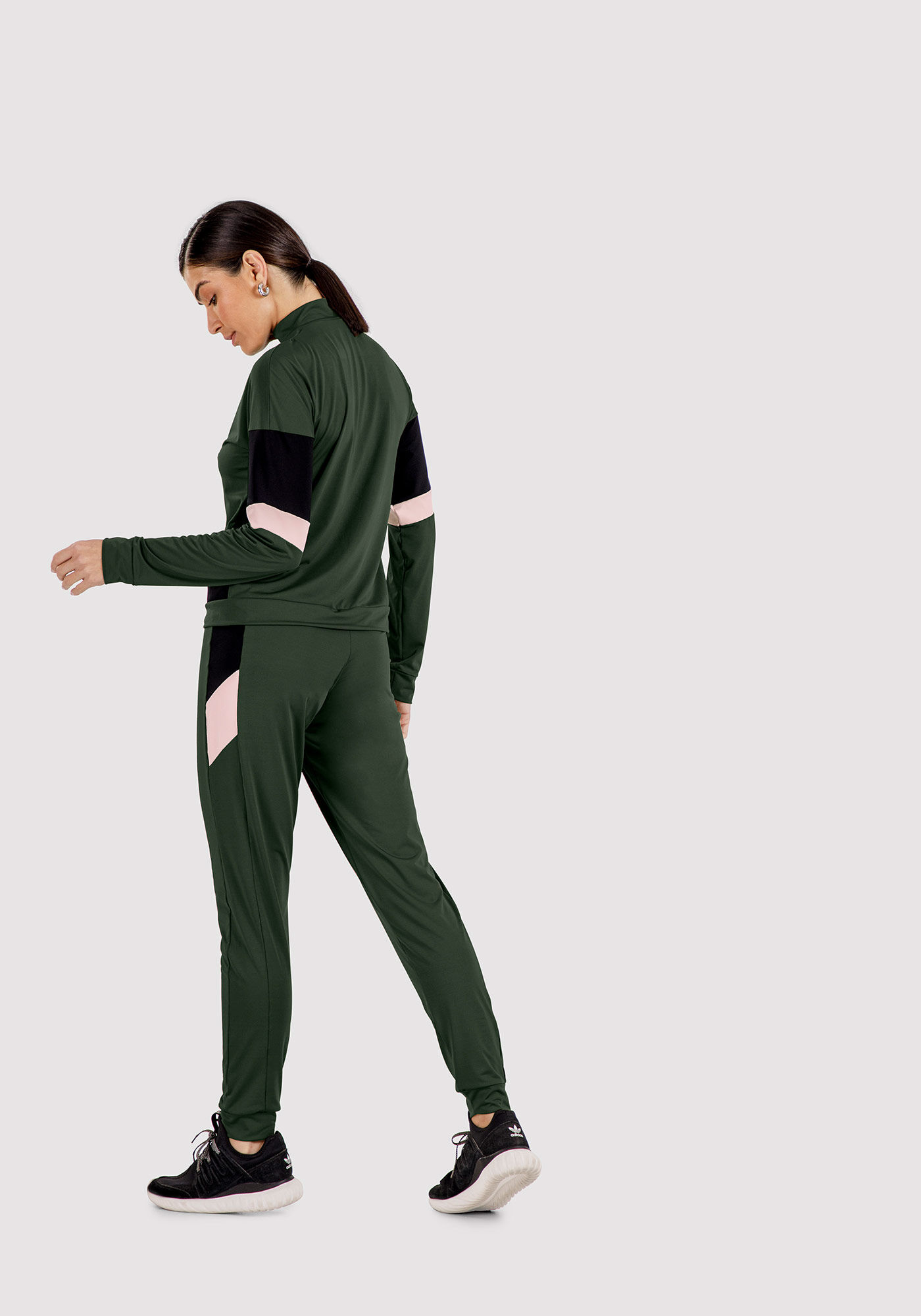 Conjunto com Jaqueta Gola Alta e Cal&ccedil;a, VERDE PANTANO, large.