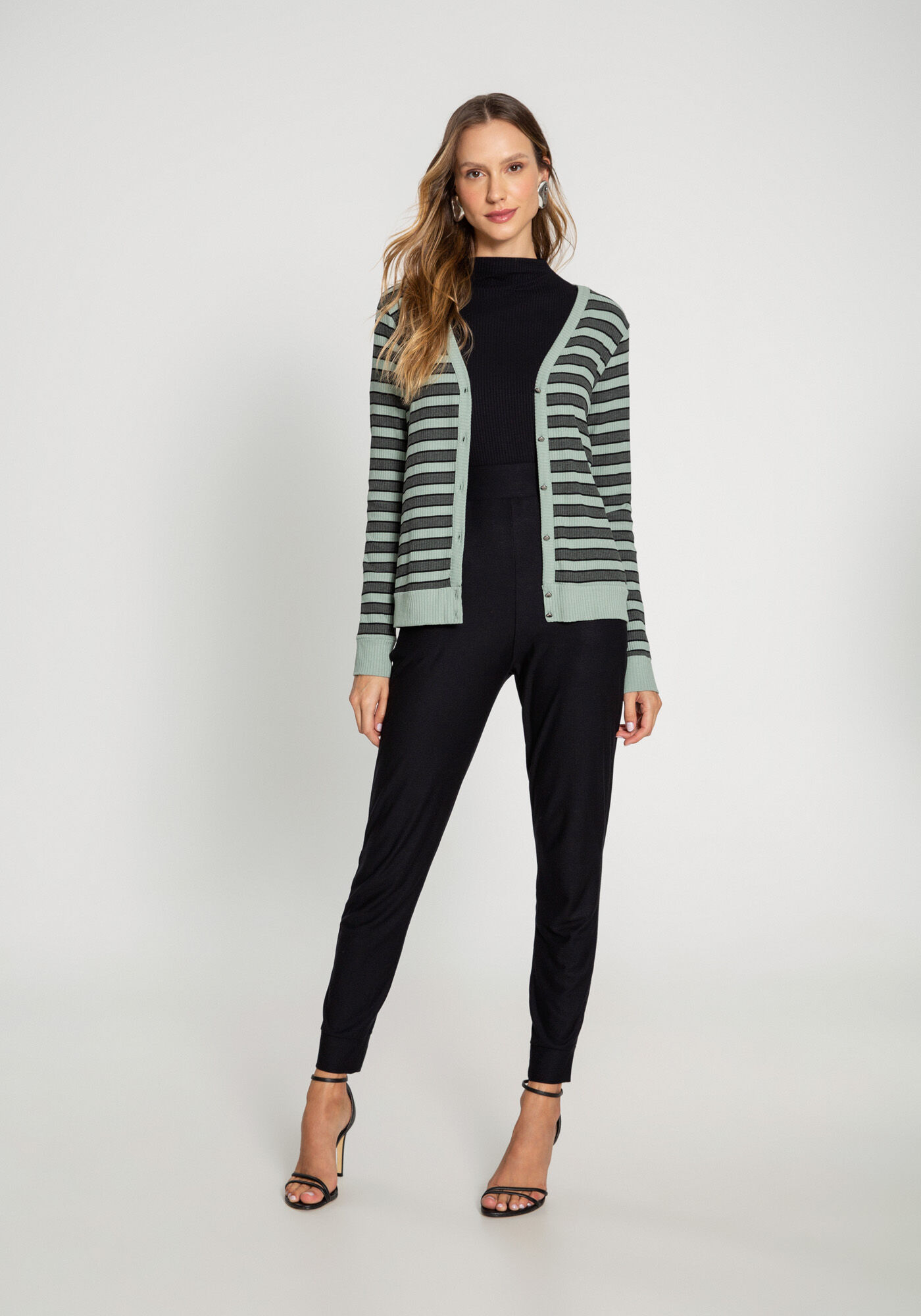 Vestido listrado cheap com cardigan