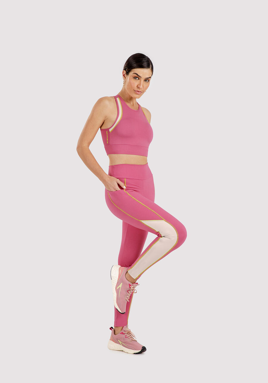 Calça Legging Cintura Alta Rosa com Bolso, . Calça Legging Cintura Alta Rosa com Bolso, , large.