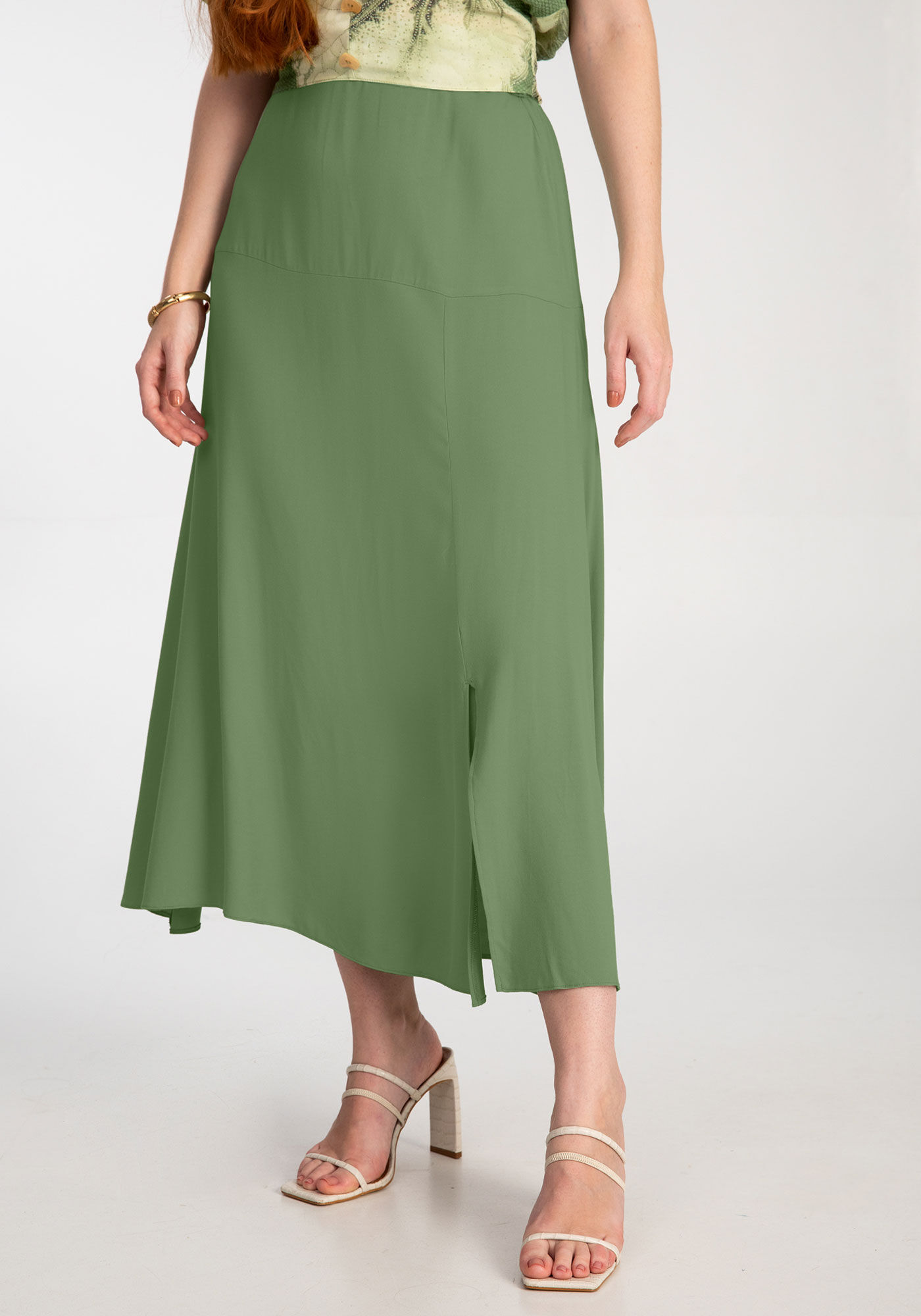 Saia Midi em Viscose com Fenda, , large.