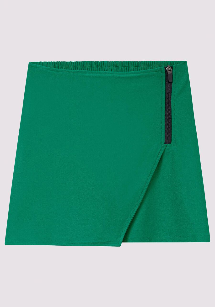 Shorts-Saia Juvenil em Malha Crepe com Zíper, VERDE GLIMMER, large.