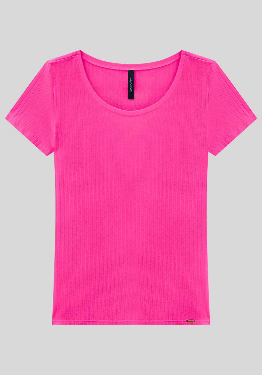 Blusa Em Malha Canelada Com Mangas Curtas E Decote Redondo, . Blusa Em Malha Canelada Com Mangas Curtas E Decote Redondo, , large.