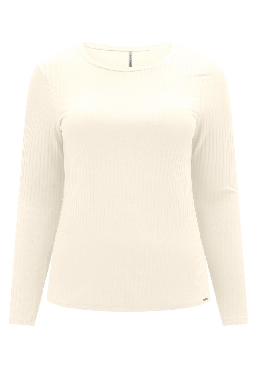 Blusa Básica De Mangas Longas Plus Size Em Malha Canelada, . Blusa Básica De Mangas Longas Plus Size Em Malha Canelada, , large.