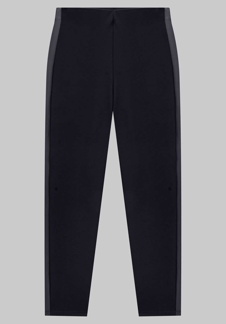 Calça Legging com Recorte Lateral Cirrê, PRETO REATIVO. Calça Legging com Recorte Lateral Cirrê, PRETO REATIVO, large.