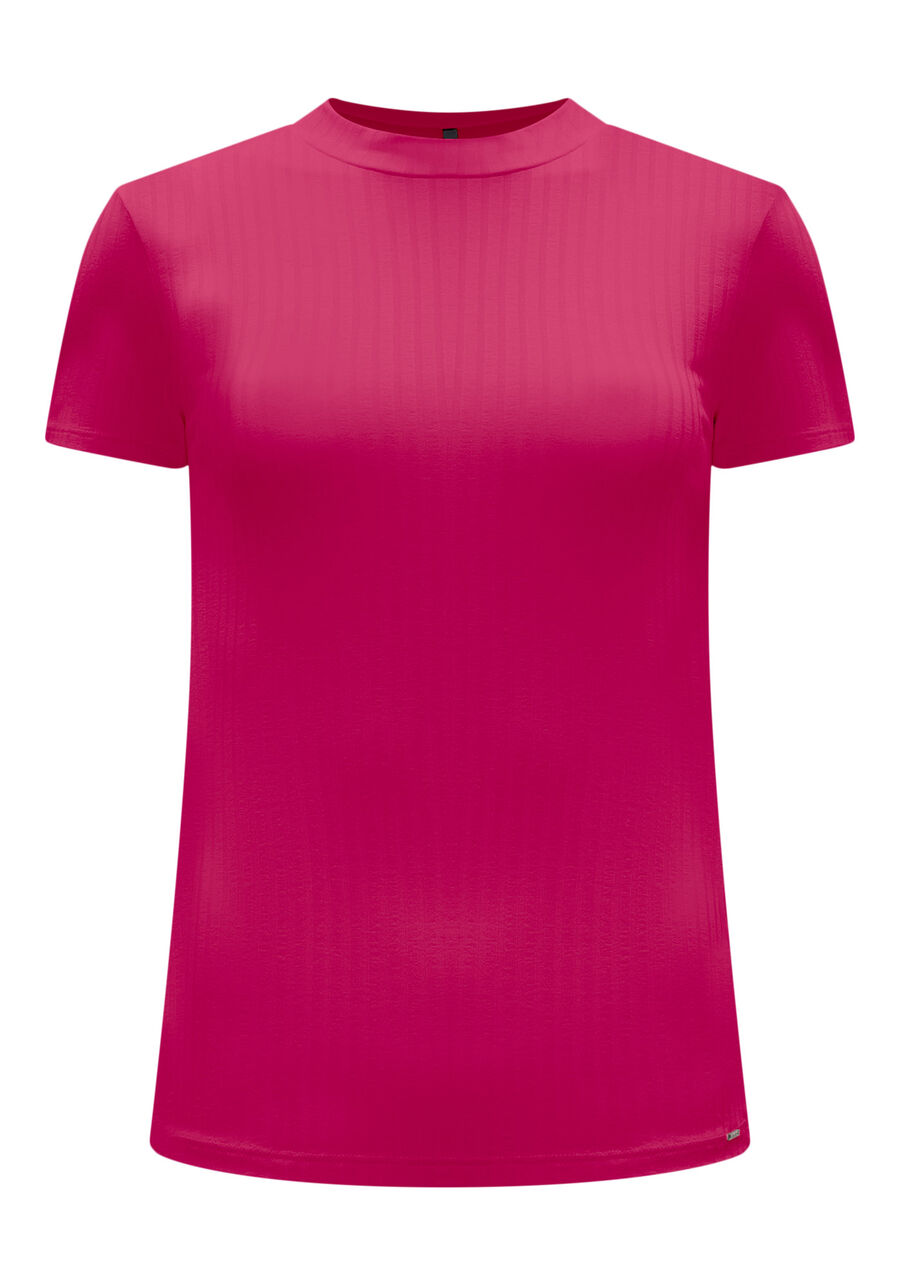 Blusa Básica Canelada De Mangas Curtas Com Gola, . Blusa Básica Canelada De Mangas Curtas Com Gola, , large.