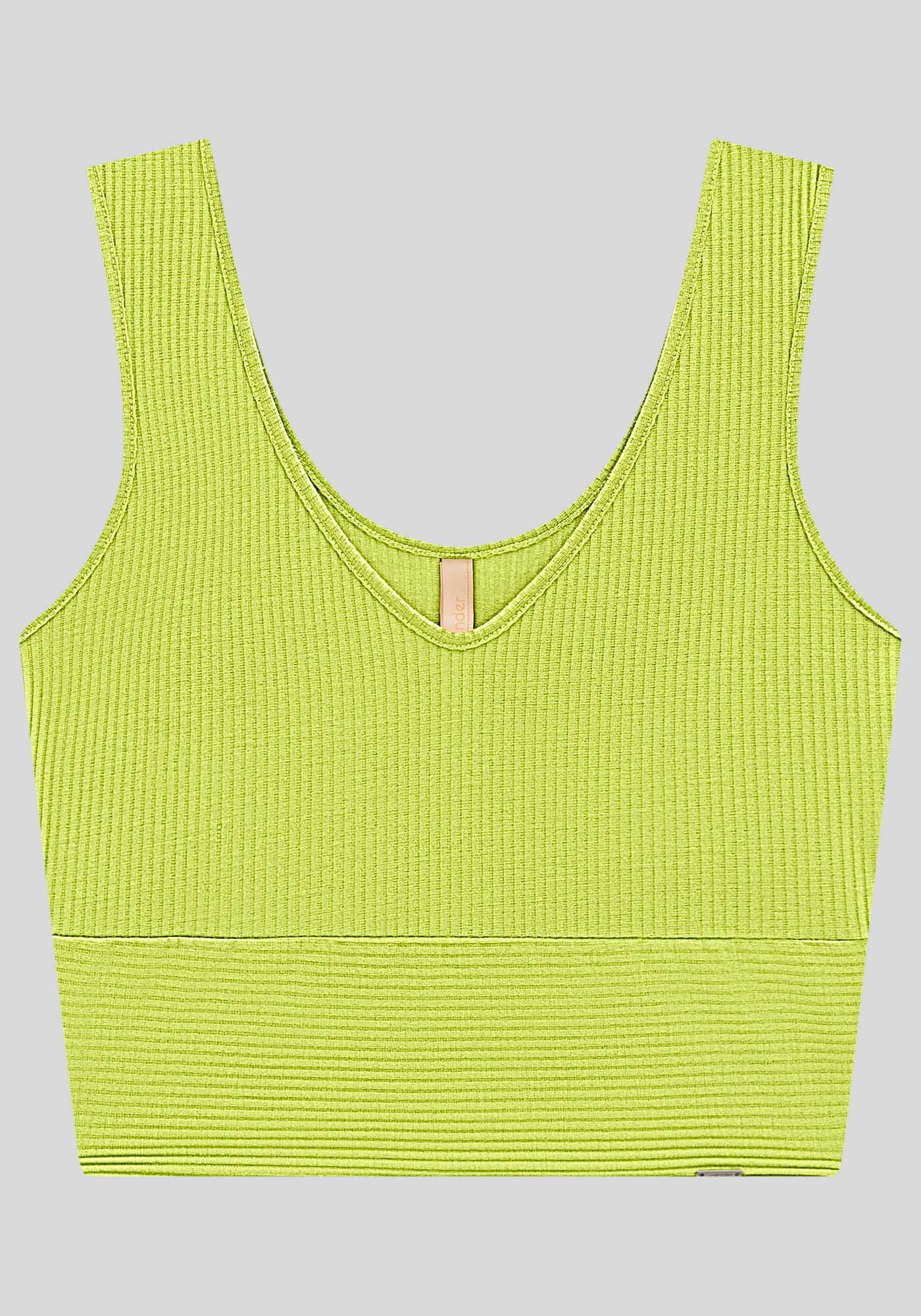 Regata Cropped Canelada com Decote V, , large.