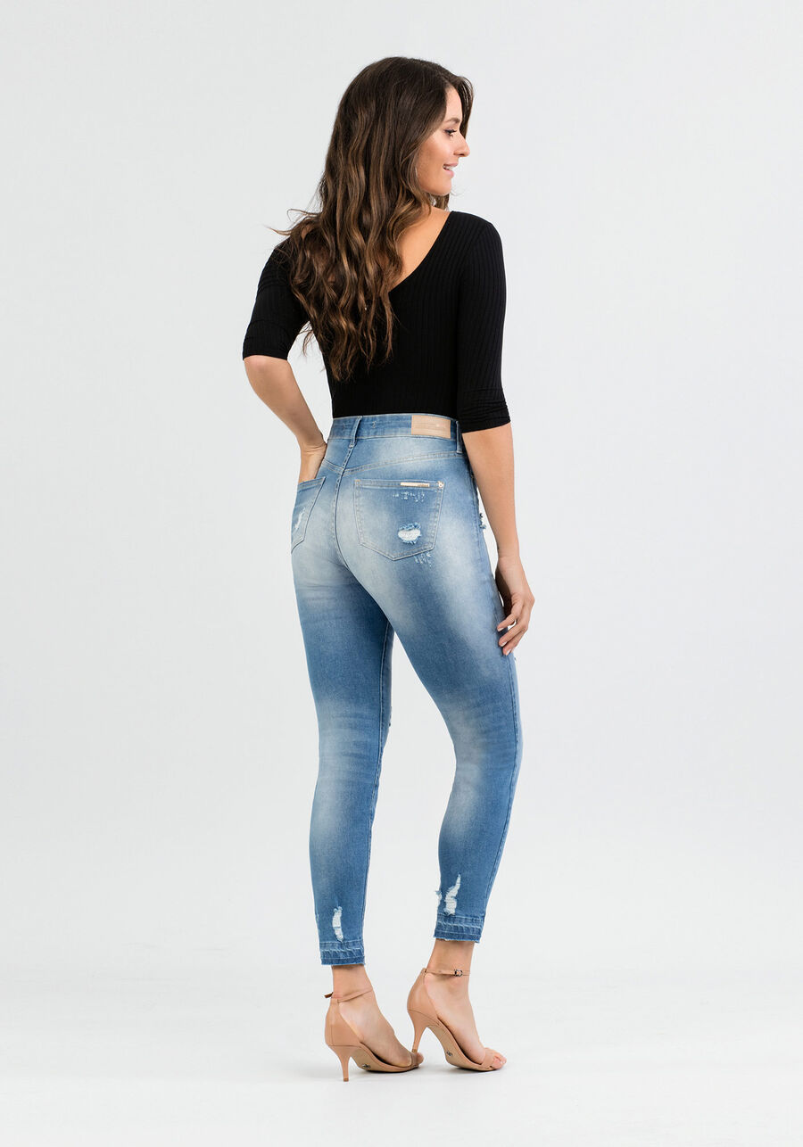 Calça Jeans Skinny Cropped Chapa Barriga, JEANS CLARO, large.