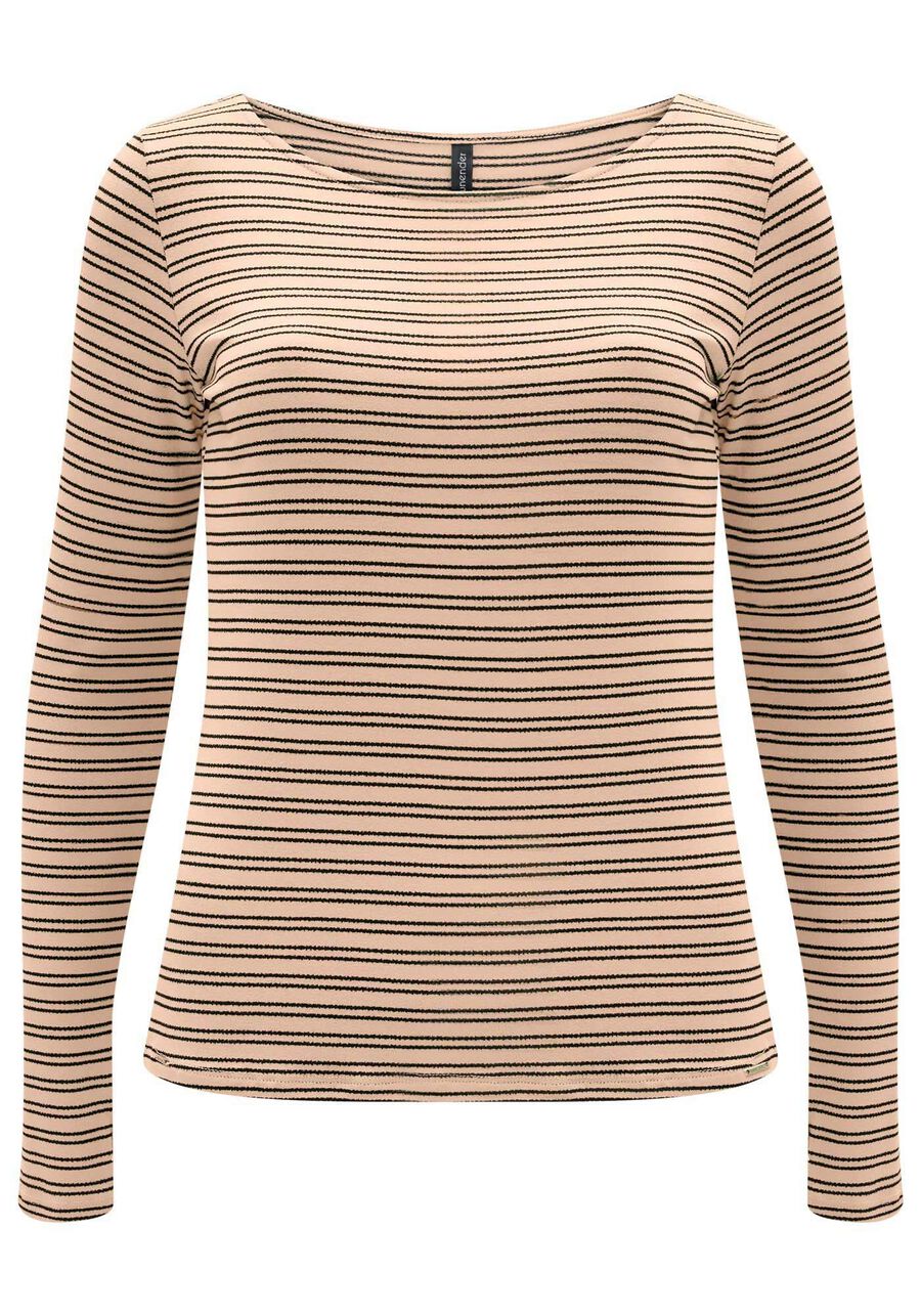 Blusa De Mangas Longas Em Malha Crepe Listrada, . Blusa De Mangas Longas Em Malha Crepe Listrada, , large.