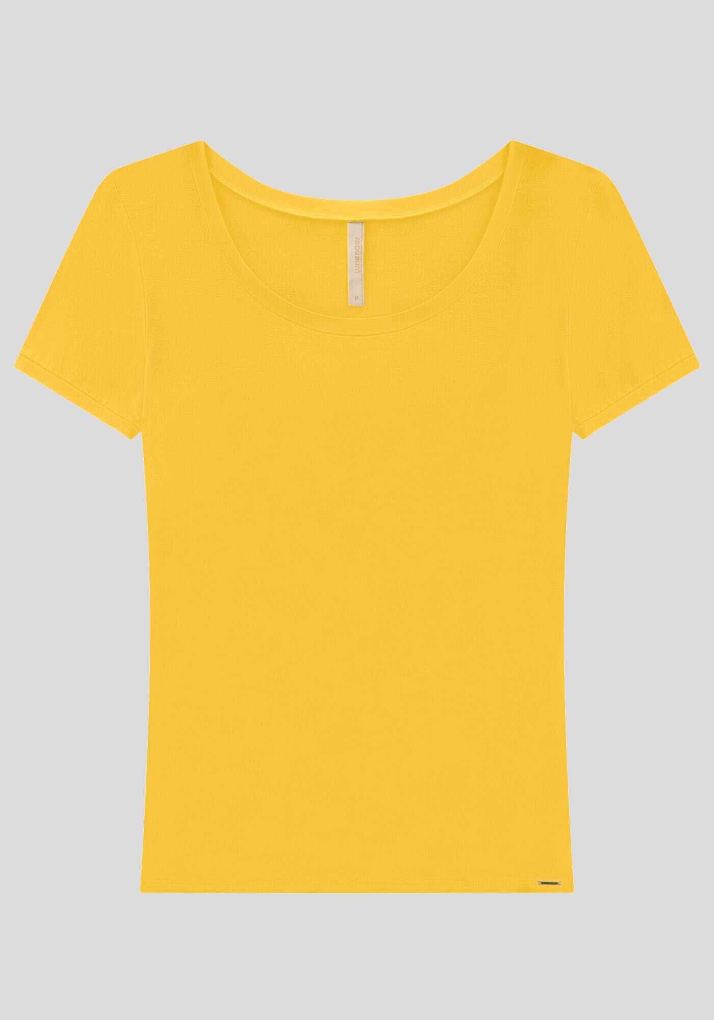 Blusa B&aacute;sica Lisa De Mangas Curtas Em Malha De Viscose, , large.