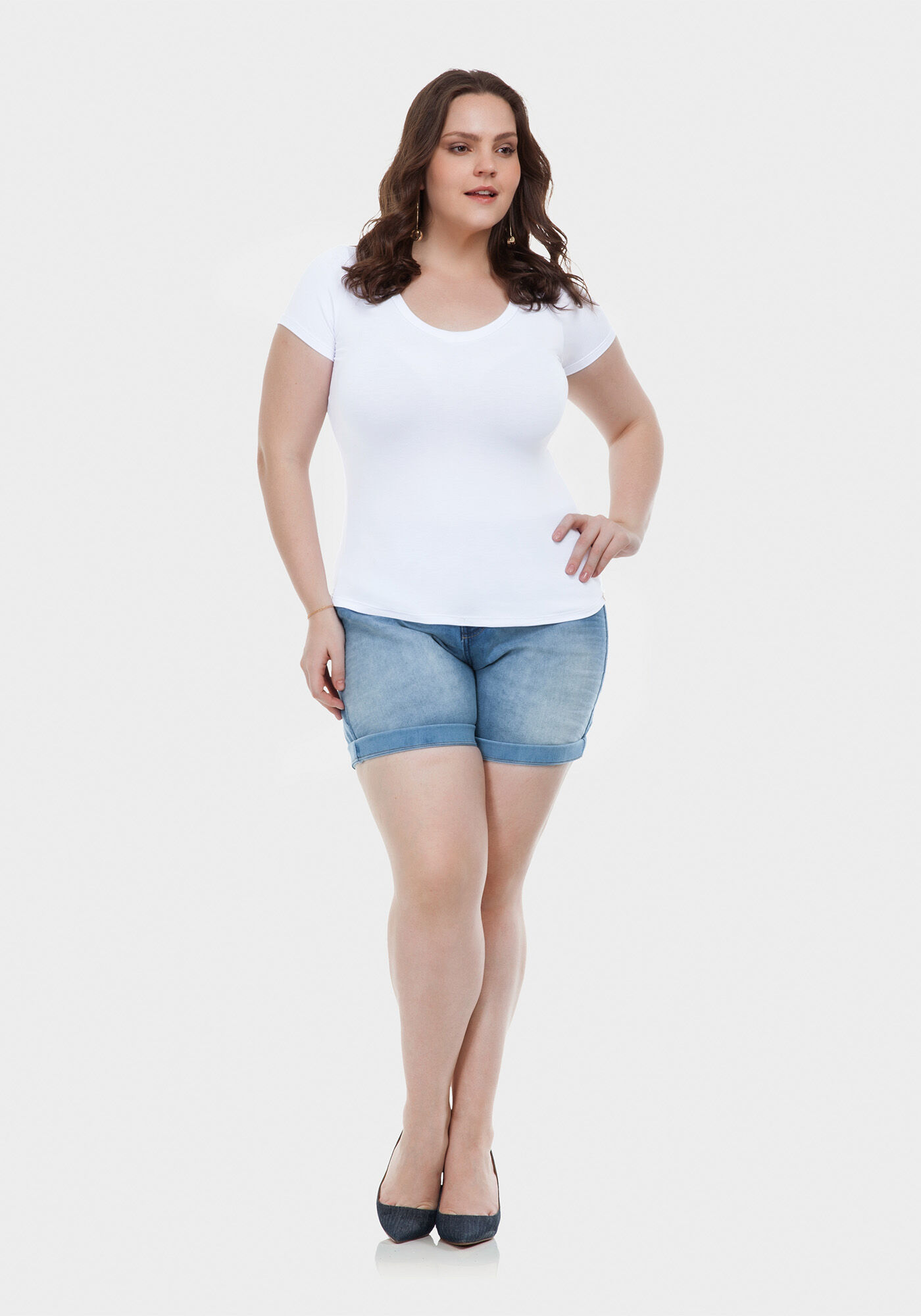 Blusa Plus Size Malha B&aacute;sica, , large.