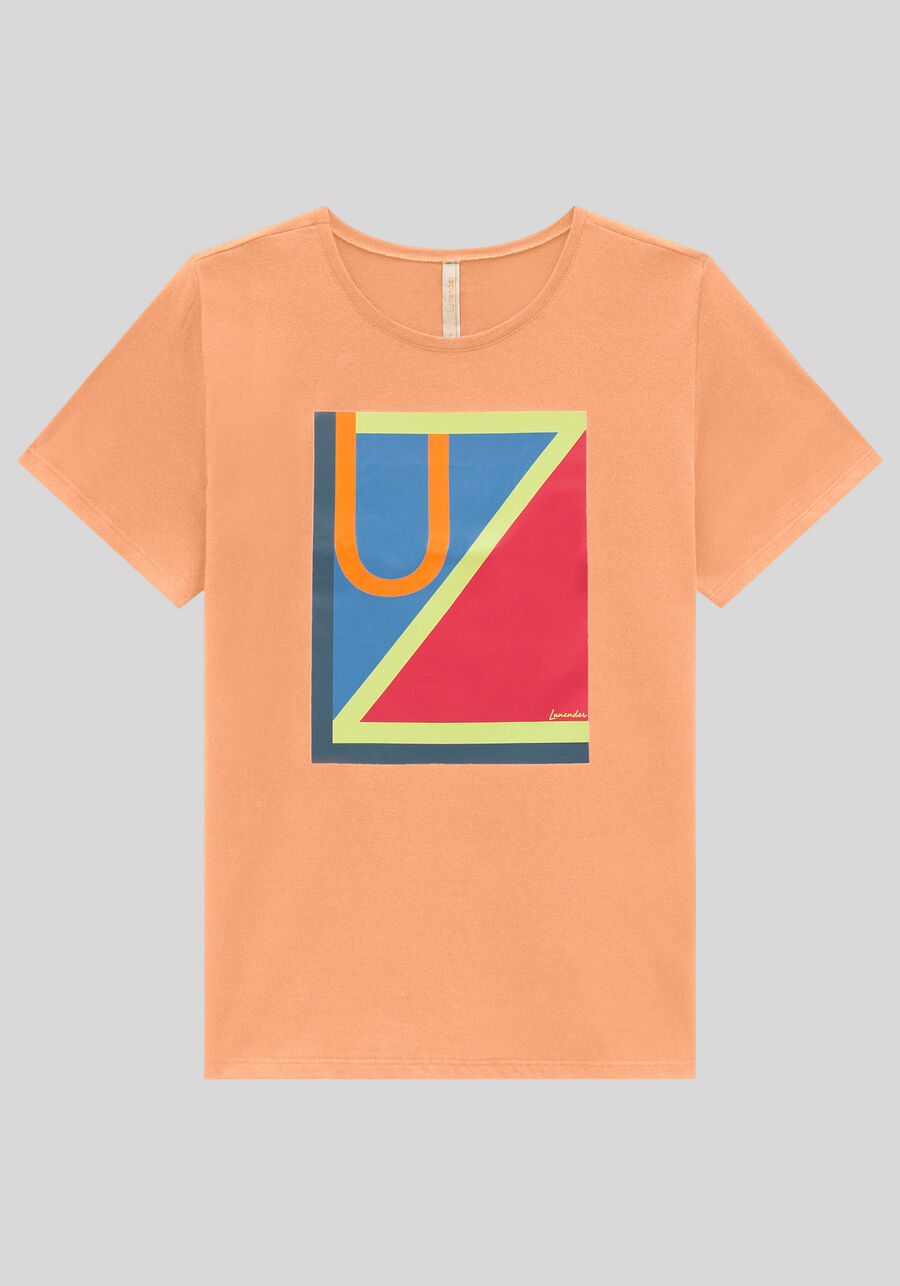T-shirt em Malha com Estampa Geométrica, , large.