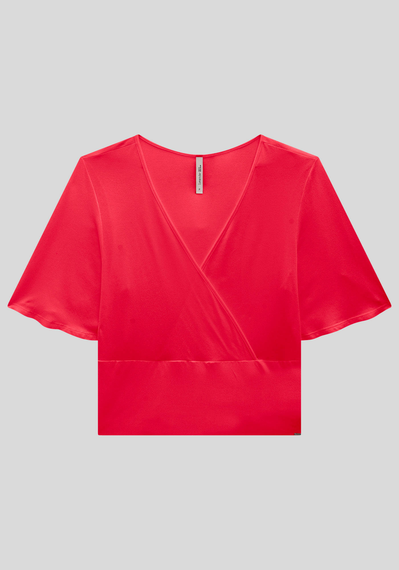 Blusa Plus Size em Malha com Decote Transpassado, VERMELHO STOP SIGN, large.