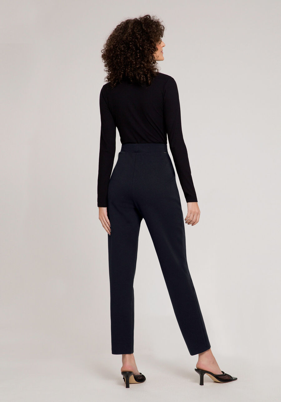 Calça em Malha com Bolso e Pregas, PRETO REATIVO. Calça em Malha com Bolso e Pregas, PRETO REATIVO, large.
