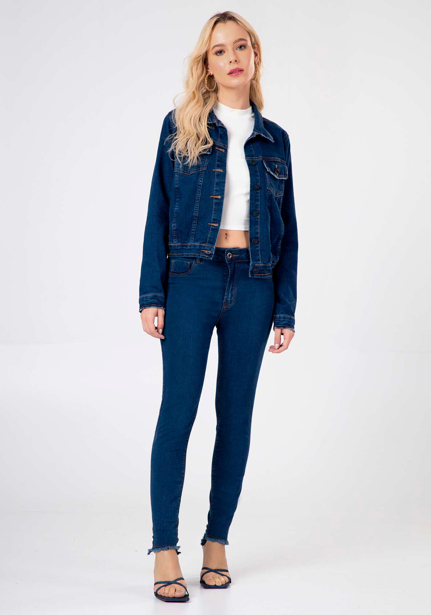 Jaqueta jeans hotsell com renda preta