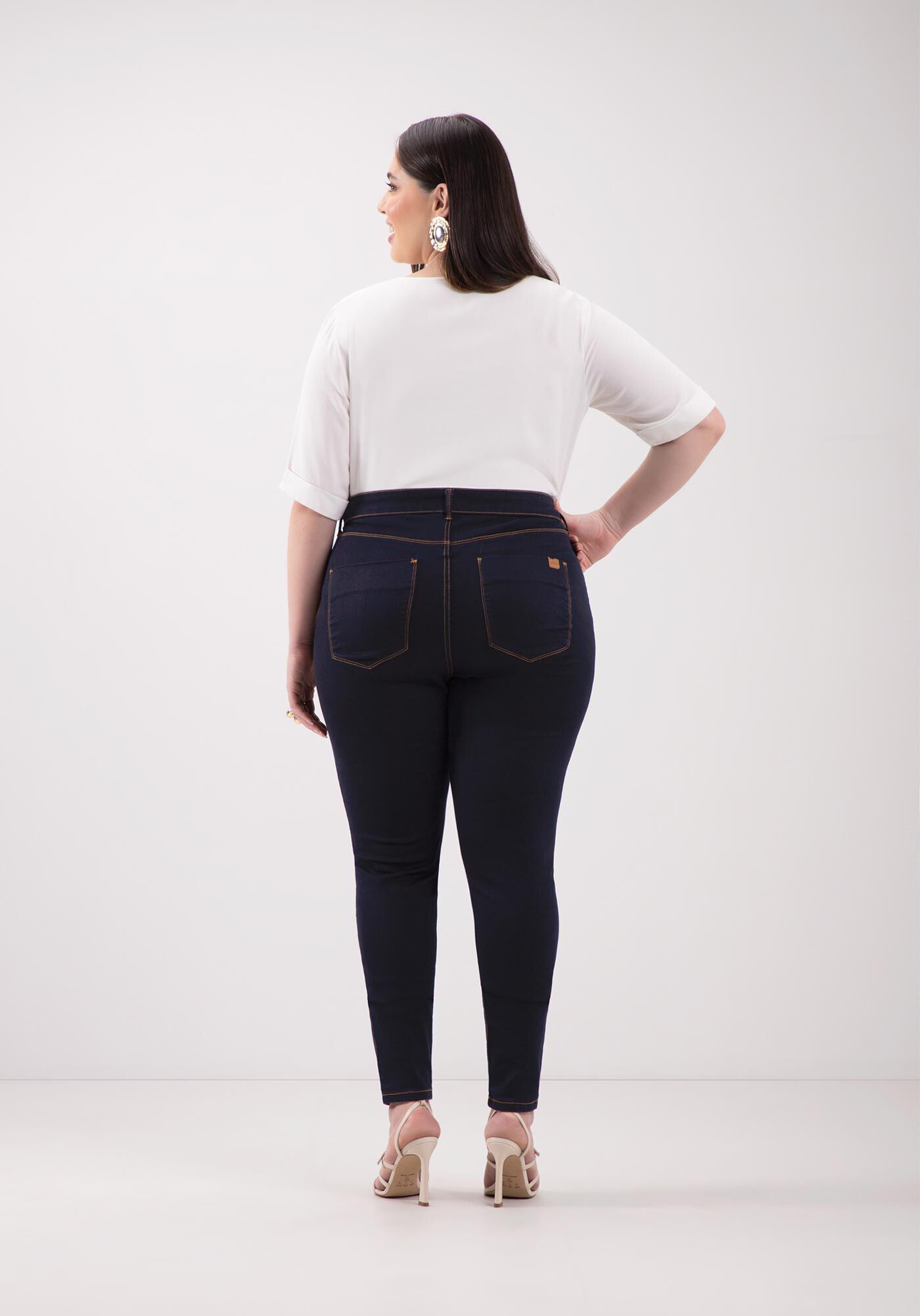 Cal&ccedil;a Skinny Jeans Com Cintura M&eacute;dia E Elastano Fit For Me, JEANS, large.