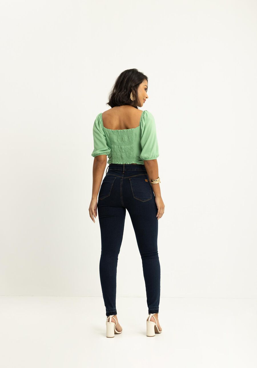 Calça Jeans Skinny Cropped Com Cintura Média Fit For Me, JEANS ESCURO. Calça Jeans Skinny Cropped Com Cintura Média Fit For Me, JEANS ESCURO, large.