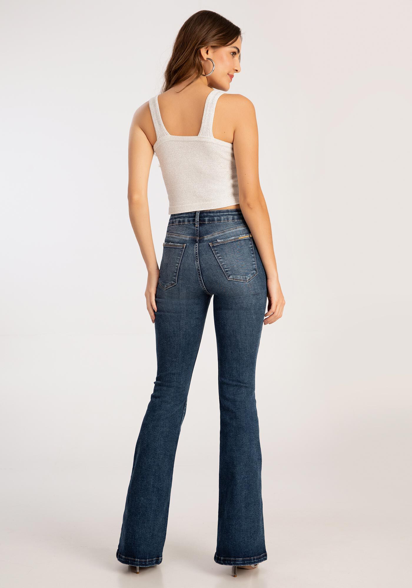 Calça flare jeans sales curta