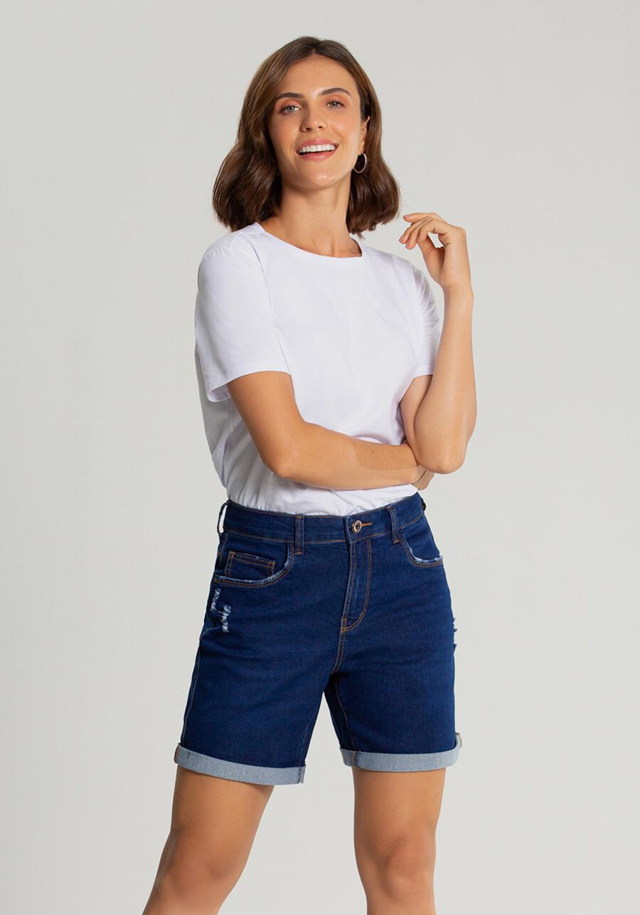 Shorts Jeans Boyfriend com Elasticidade, JEANS. Shorts Jeans Boyfriend com Elasticidade, JEANS, large.
