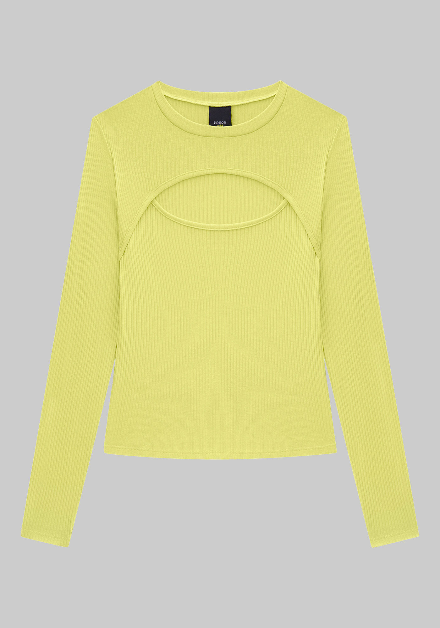 Blusa Canelada Juvenil com Recorte Frente, AMARELO VERSO, large.