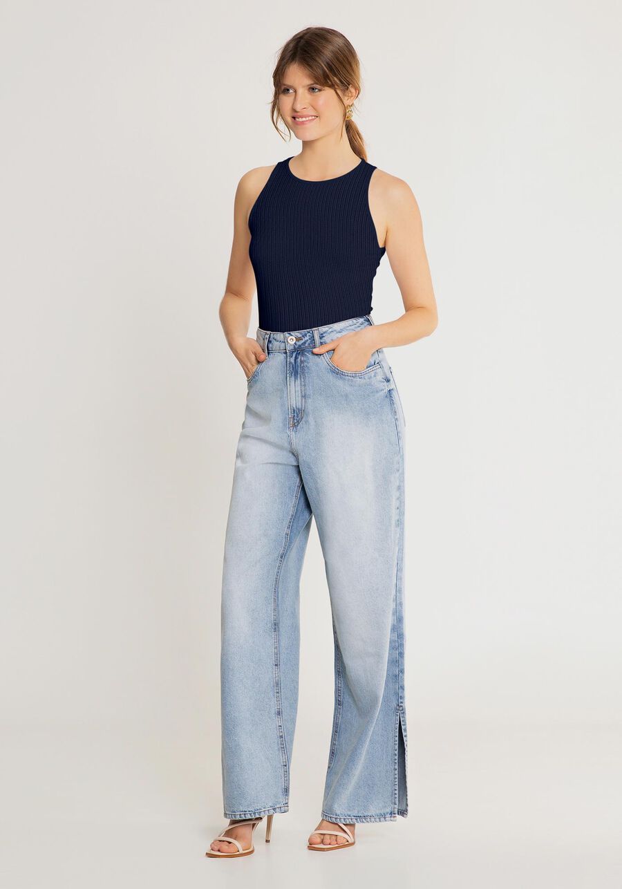 Blusa Cropped Canelada Com Decote Redondo Malha De Viscose, . Blusa Cropped Canelada Com Decote Redondo Malha De Viscose, , large.