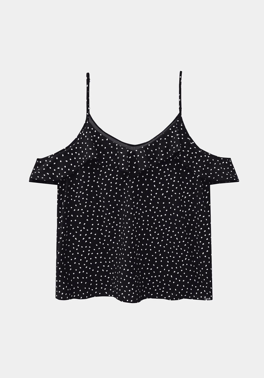 Blusa Alcinha com Babado Tecido  Rayon, PRETO REATIVO, large.