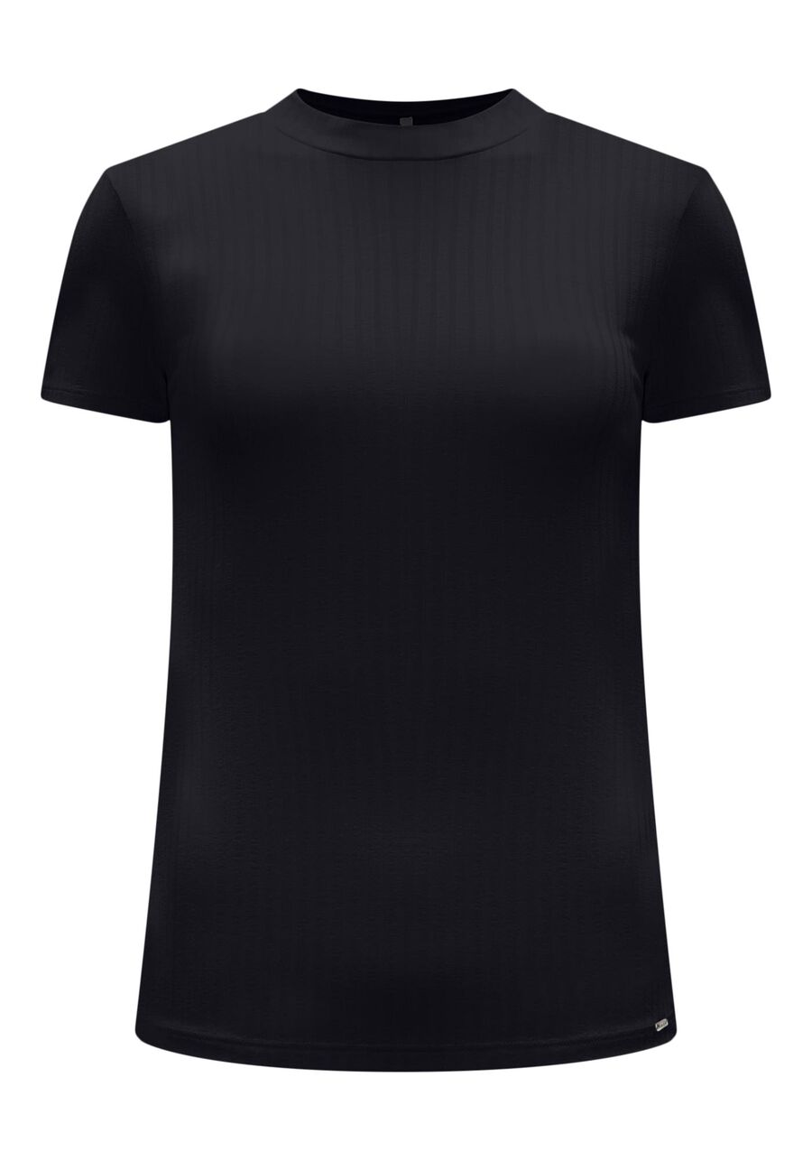 Blusa Básica Canelada De Mangas Curtas Com Gola, . Blusa Básica Canelada De Mangas Curtas Com Gola, , large.