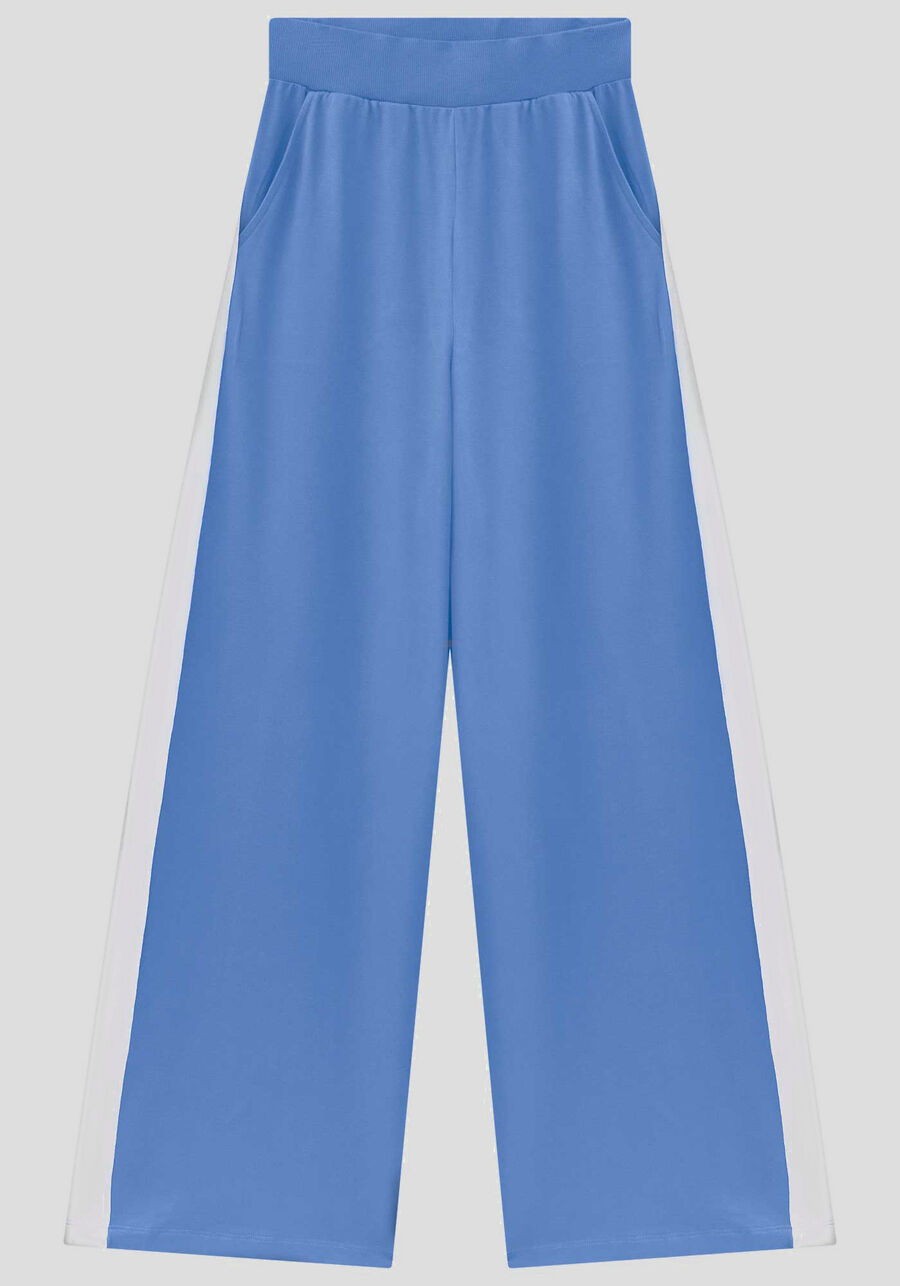 Conjunto Blusa e Calça Wide Leg com Recortes, AZUL WATER. Conjunto Blusa e Calça Wide Leg com Recortes, AZUL WATER, large.