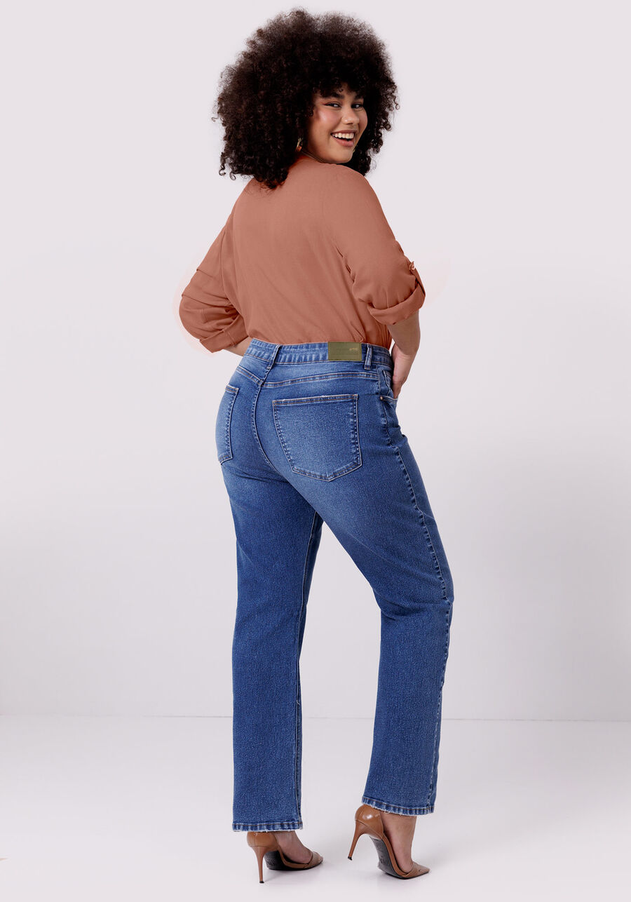Calça Jeans Plus Size Reta Chapa Barriga, JEANS, large.