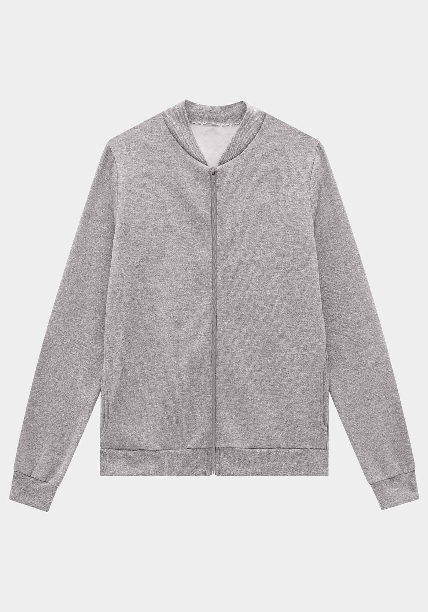 Jaqueta Com Z&iacute;per Em Moletom Felpado, , large.