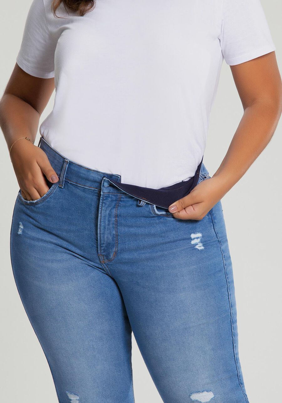 Calça Jeans Skinny Cropped Chapa Barriga Plus Size, JEANS, large.