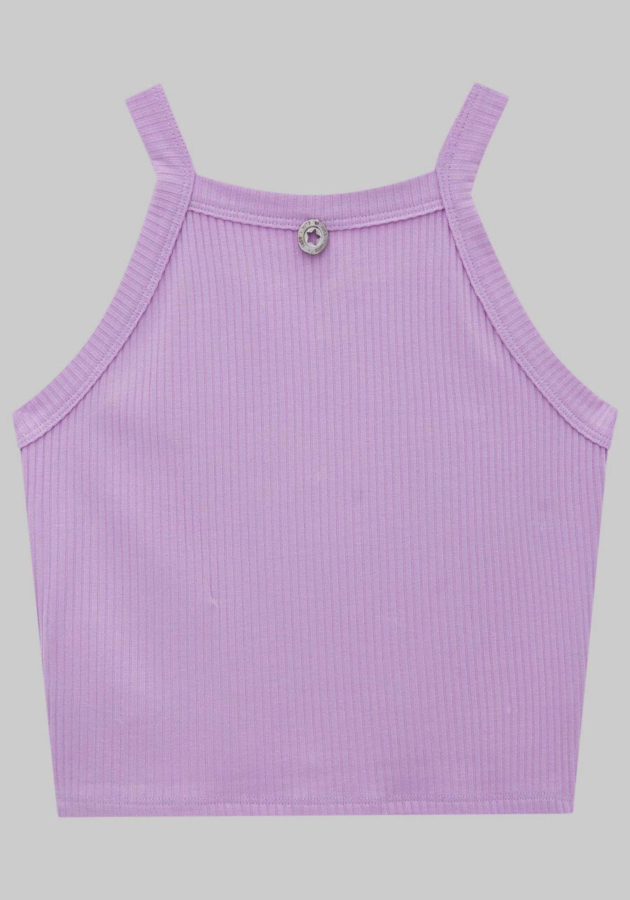 Blusa Cropped Juvenil Canelada com Bordado, LILAS KENLY. Blusa Cropped Juvenil Canelada com Bordado, LILAS KENLY, large.