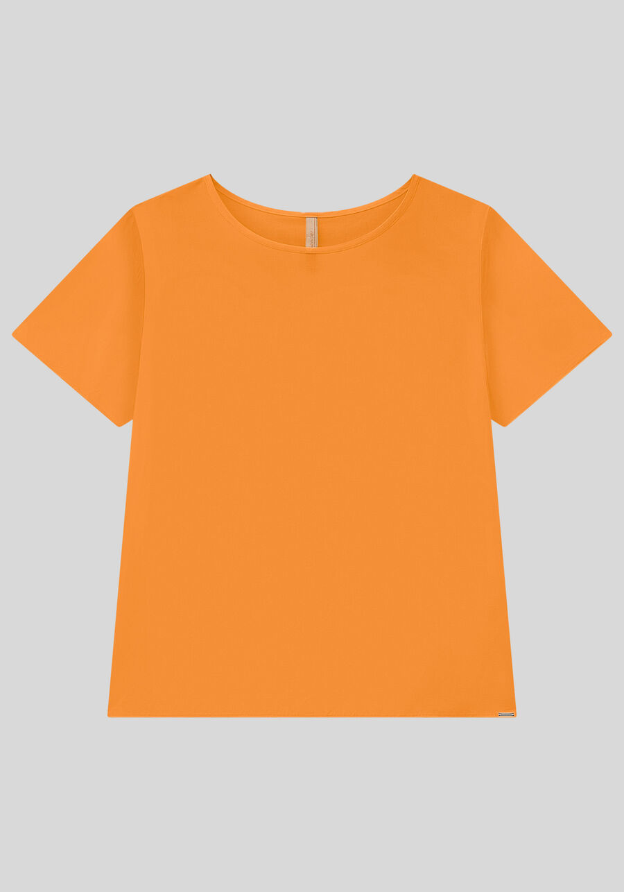 Blusa Lisa Básica De Mangas Curtas Em Tecido Leve, . Blusa Lisa Básica De Mangas Curtas Em Tecido Leve, , large.