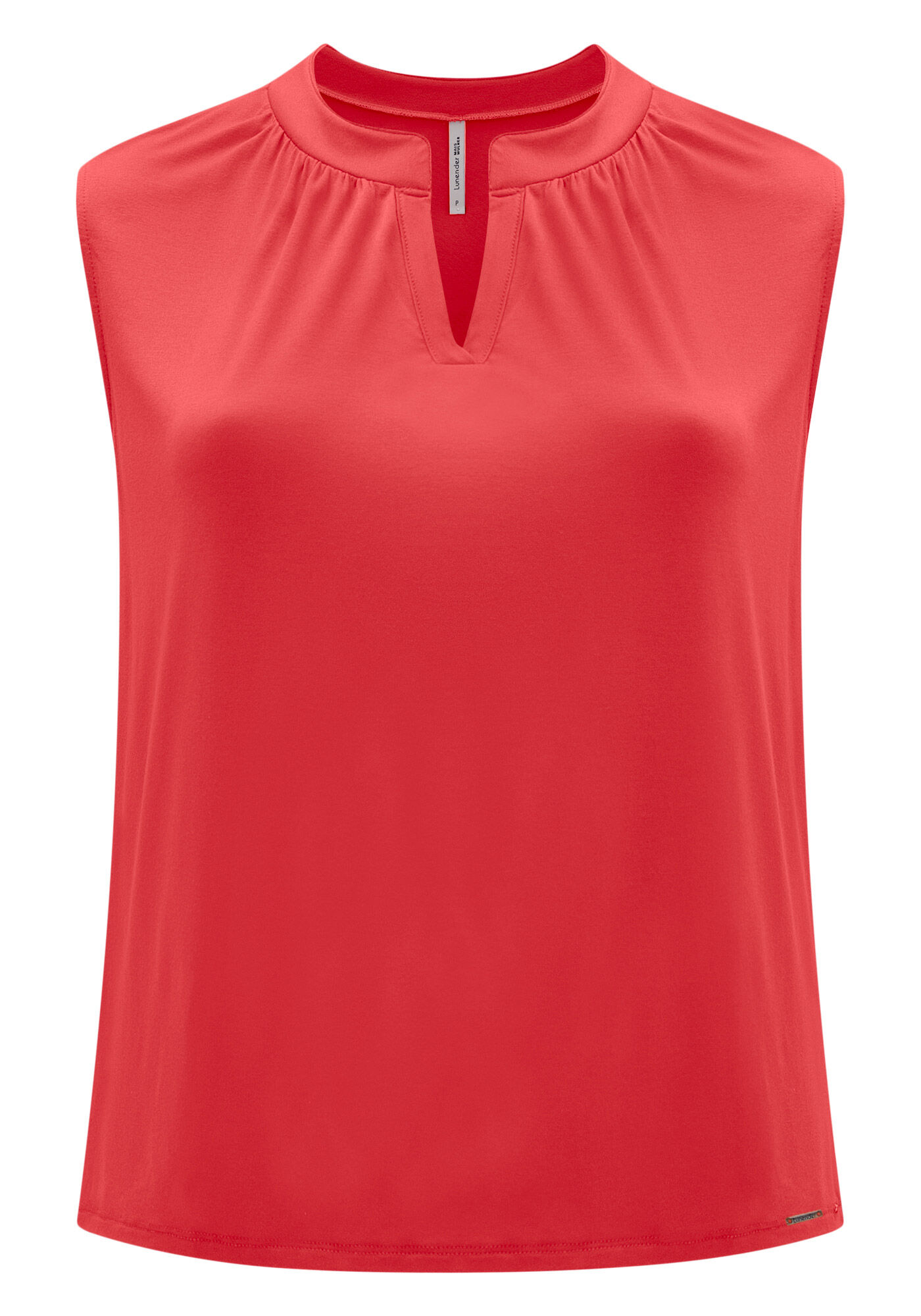 Blusa Sem Mangas Em Malha De Viscose Com Decote Em V, VERMELHO MOTIVACAO, large.