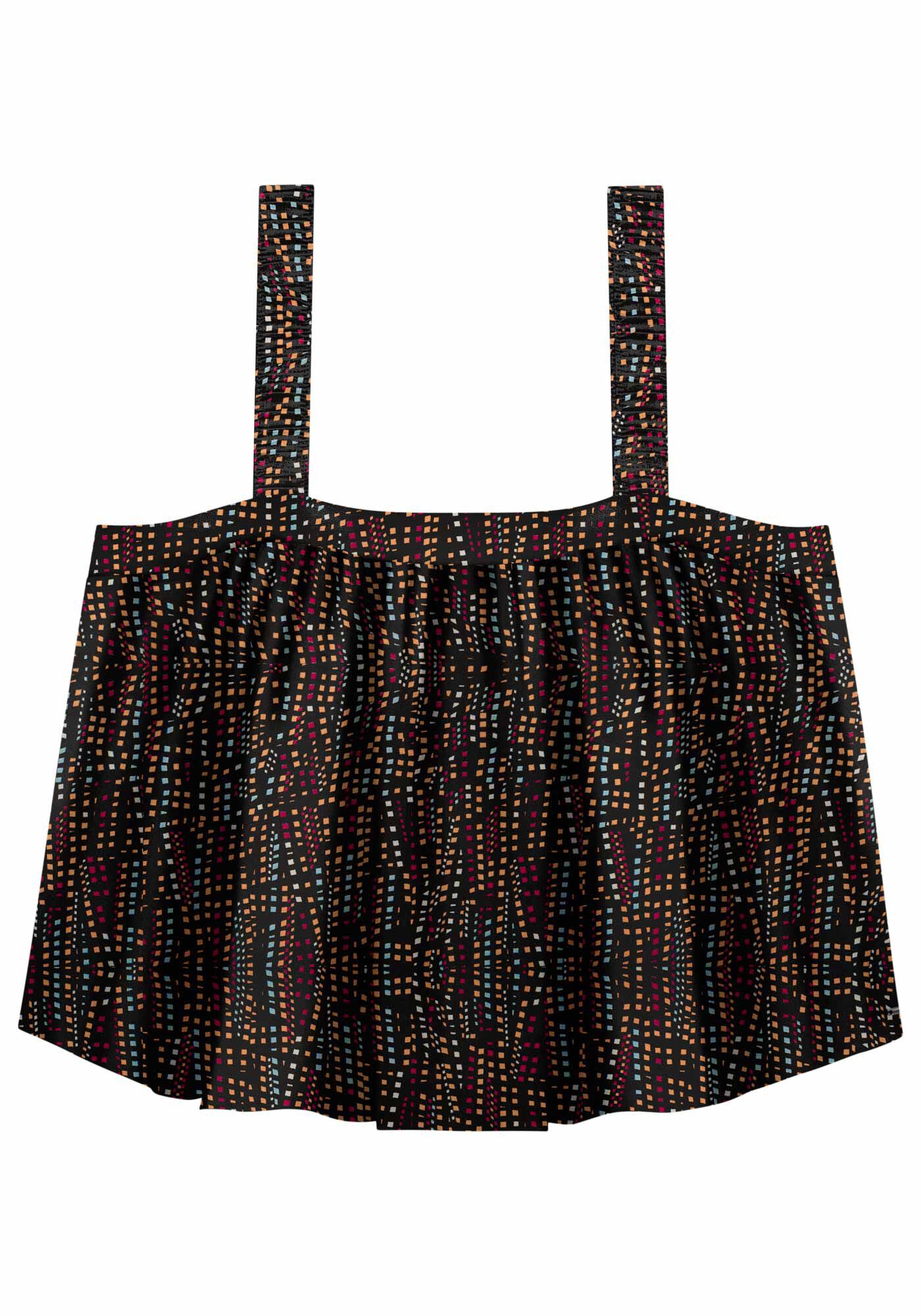 Blusa Cropped em Viscose Estampada com Decote Reto, , large.