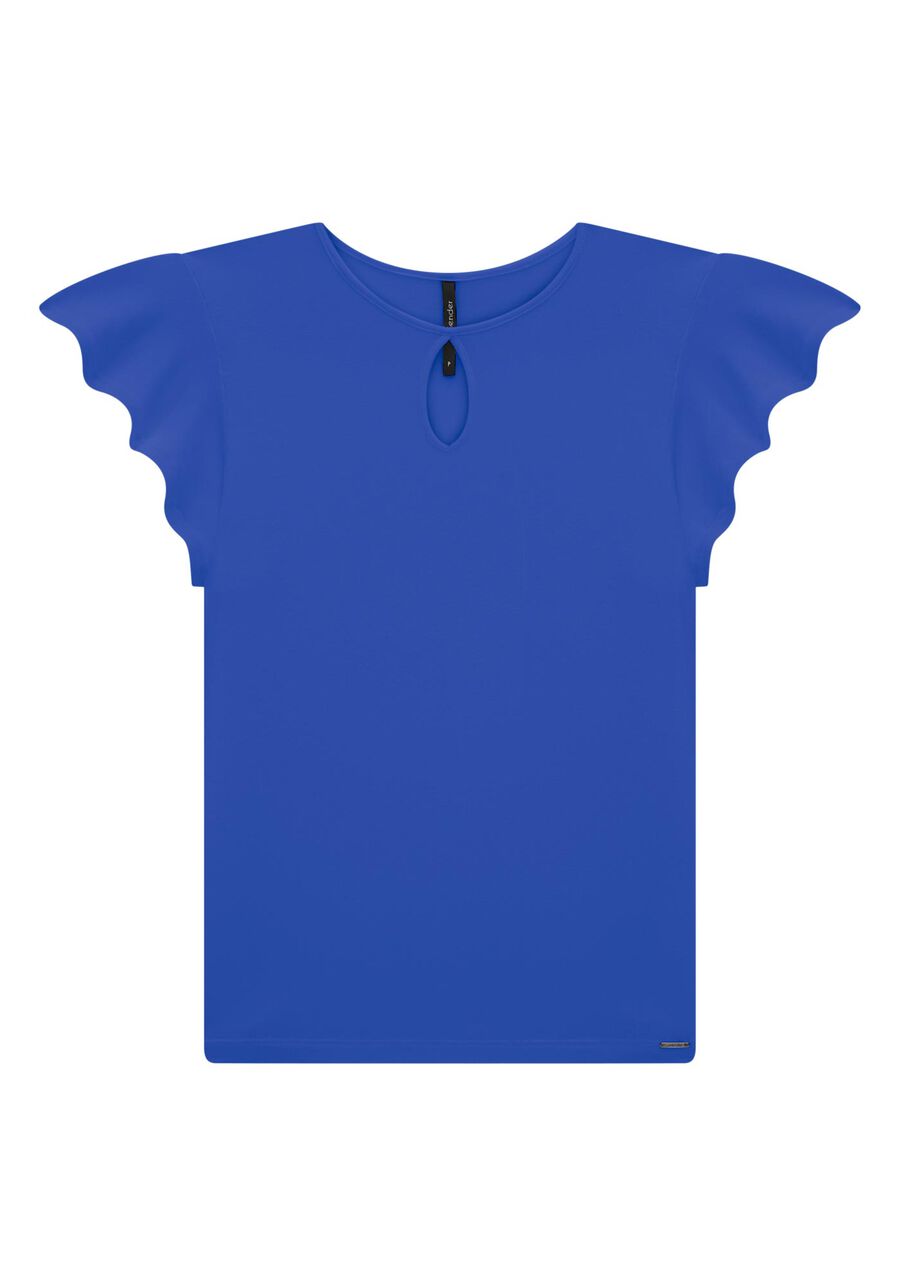 Blusa em Malha Viscose com Babado Manga, . Blusa em Malha Viscose com Babado Manga, , large.